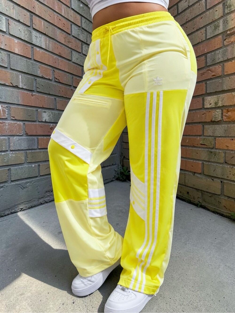 Adidas x Daniëlle Cathari Wide Leg Deconstructed Patchwork Track Pants Yellow 3X - Picture 2 of 16
